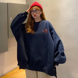 Oversize kawaii feminino pulôver vintage moda topo retro camisola camisola quente goth emo estético roupas de inverno streetwear