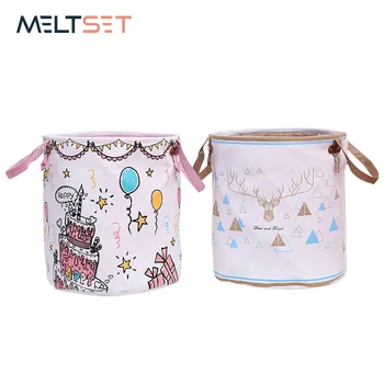 

EVA Thick Double-layer Storage Buckets Fabric Round Dirty Clothes Buckets Home Toys Sundries Folding Storage Baskets With Handle