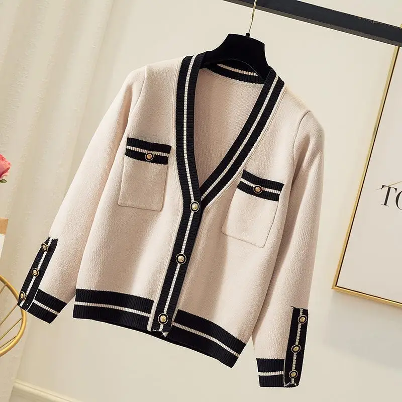 Модный женский свободный кардиган на пуговицах большого размера, повседневное пальто, свитер с v-образным вырезом, тонкий женский офисный женский свитер, пальто - Цвет: as picture