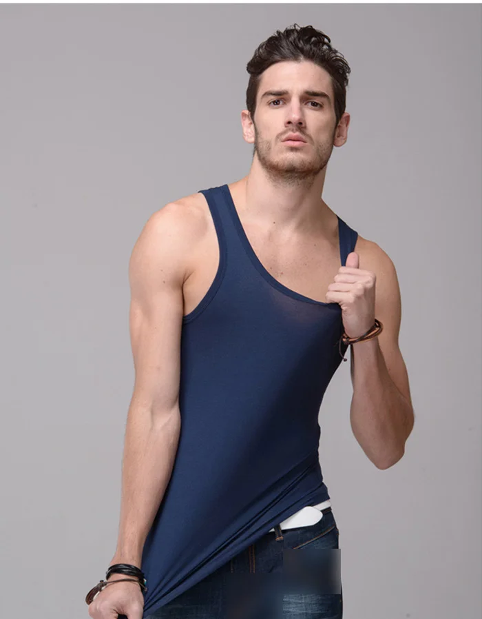 Men Tank Tops Summer Casual Clothing Cotton Slim O Neck Sleeveless Vest Men Tops Solid Color Vest Men Bodybuilding Tank Top