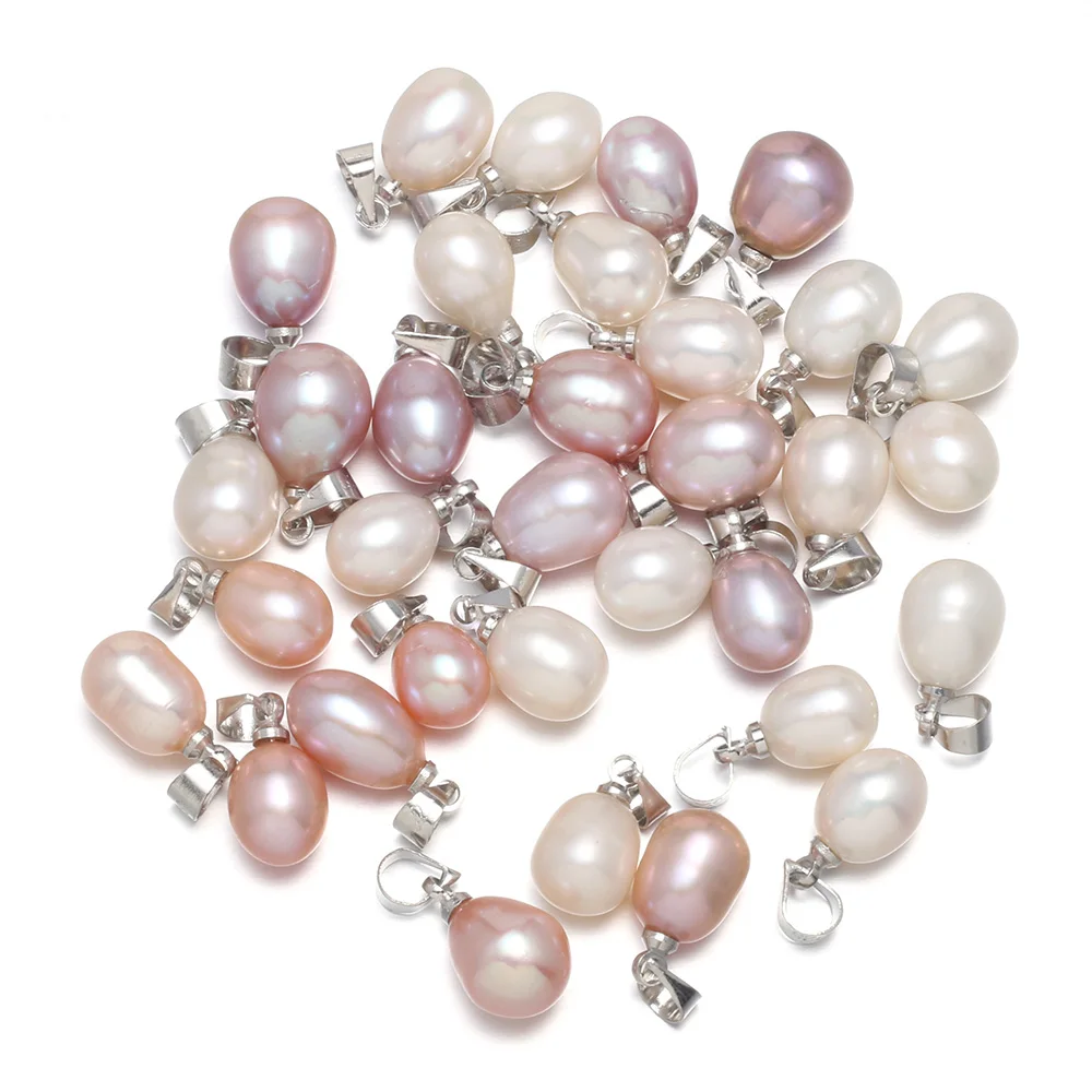 Natural Freshwater Pearl Pendant Rice Shape Exquisite charms for Jewelry Making DIY women\'s elegant Necklace Accessories
