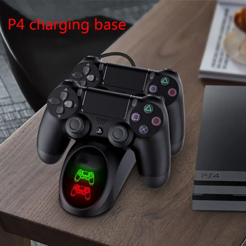 Двойной USB зарядная док-станция с светодиодный светильник для PS4/PS4 тонкий/PS4 профессиональные для ручек