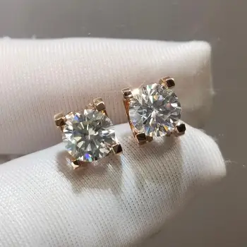 شراءنقية 18K ارتفع الذهب مويسانيتي أقراط الكلاسيكية 4 مخالب DF اللون ممتازة كربيد سيليكون مقطع المشاركة أقراط الزفاف