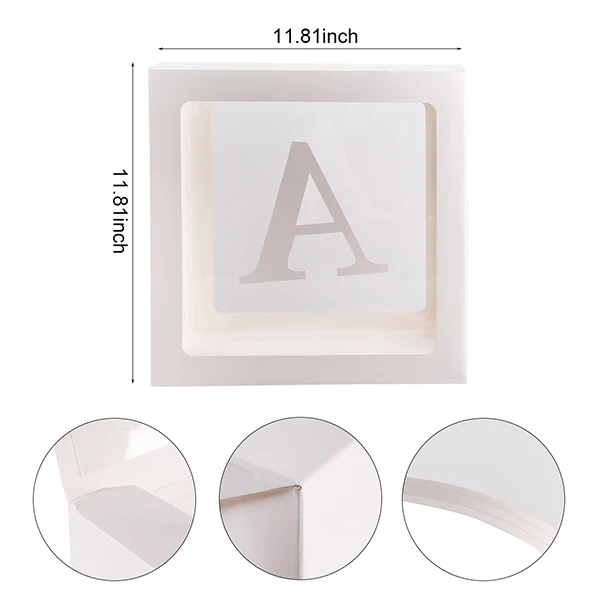 

4Pcs/Set Square Baby Shower Balloon Boxes Transparent Box Birthday Party Decor DTT88