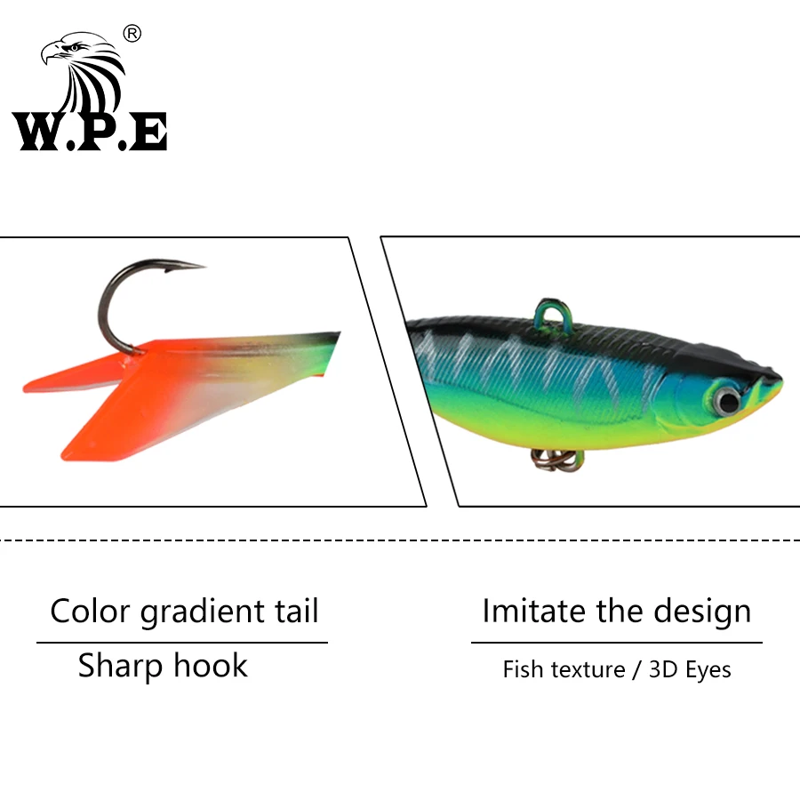 W. P. E приманка для подледной рыбалки, 1 шт., 60 мм, 9 г, 20 цветов, жесткая приманка для зимнего балансира, рыболовные снасти, свинцовая наживка, искусственная приманка, воблер