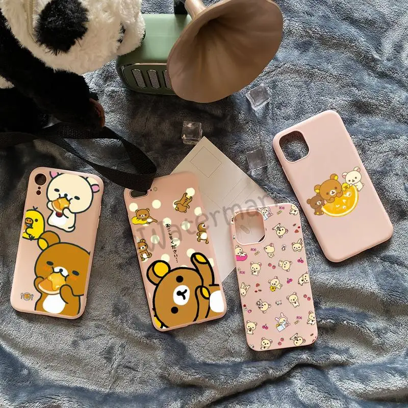 Милый чехол для телефона Rilakkuma IPhone 11 12 Pro Max Xs Xr X 8 7 6s 6 Plus розовый карамельных цветов
