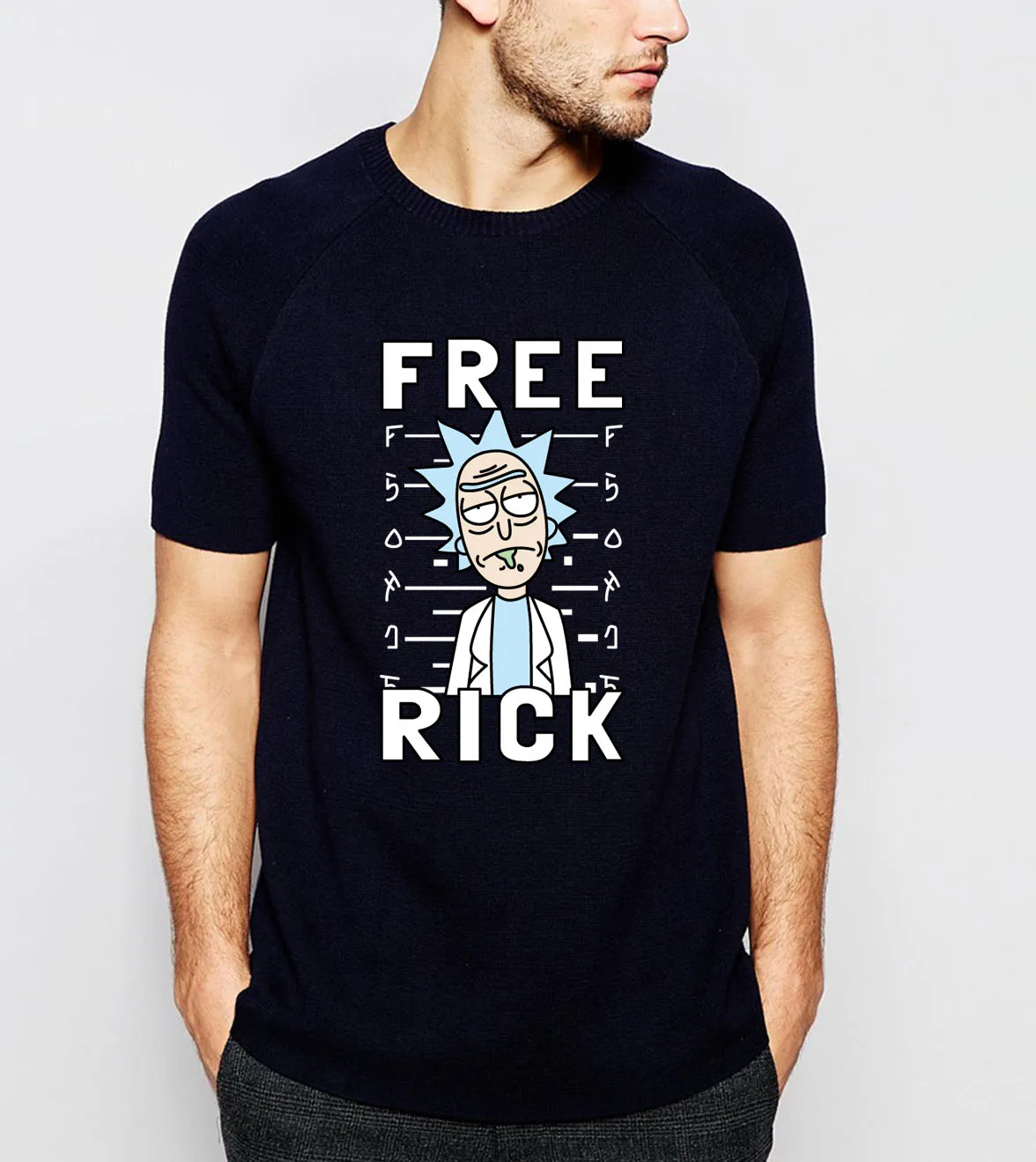 Забавные мужские футболки Рик и Морти, футболки бесплатно Рик, летние повседневные футболки с коротким рукавом, хлопковые футболки с аниме, топы, футболки, футболки - Цвет: black