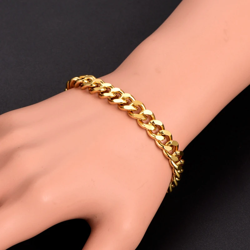 Новые европейские и американские популярные брелоки кубинская цепочка модные ювелирные изделия Figaro мужской браслет