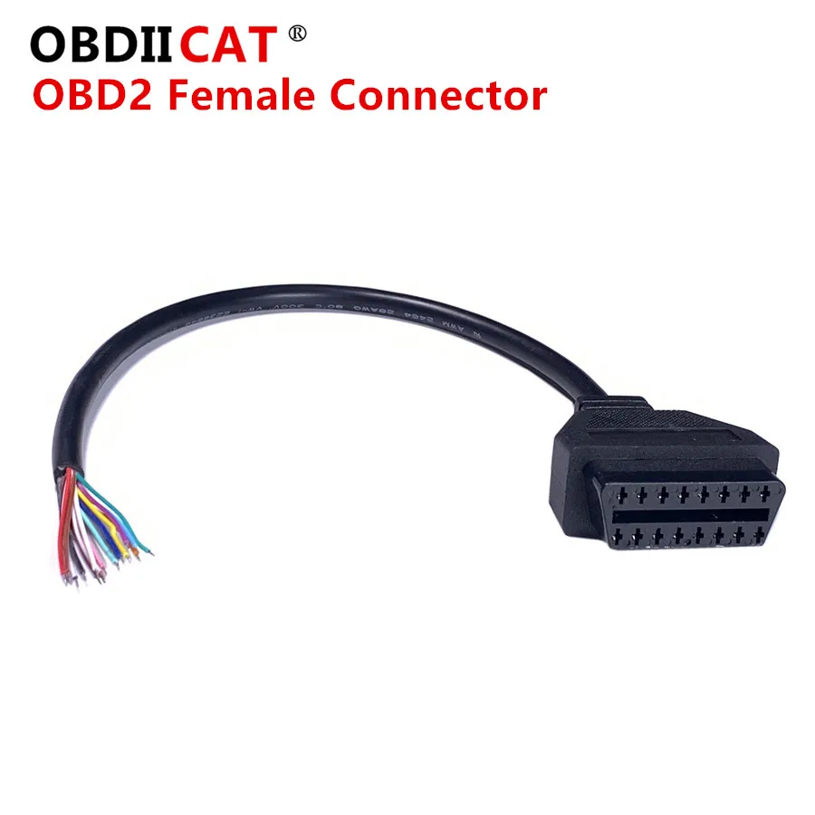 OBD 16 Pin Женский удлинитель открытый кабель адаптер для ELM327 OBDII EOBD ODB2 2 открытие