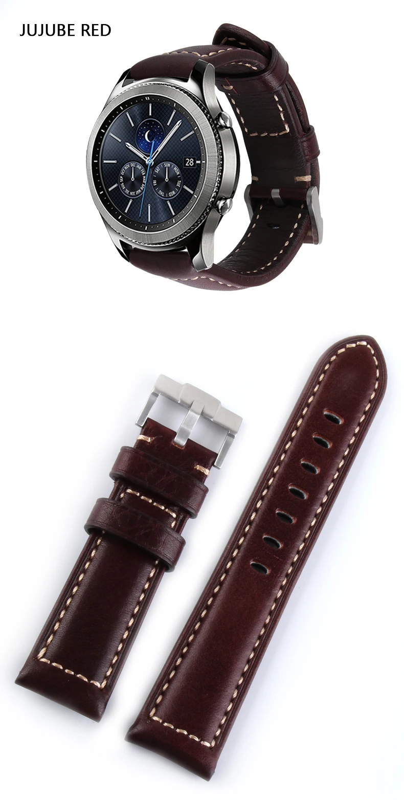 Итальянский ремешок из натуральной кожи 22 мм для samsung gear S3 Classic Frontier gear 2 Neo Live huawei Watch Band