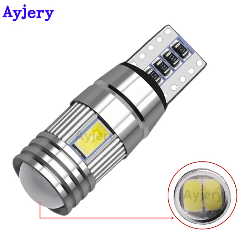 Ayjery оптом! 300 шт. Canbus Error Free T10 6 SMD 5630 5730 белый светодиодный объектив W5W 194 168 T10 светодиодный свет лампы 12V лампа для чтения