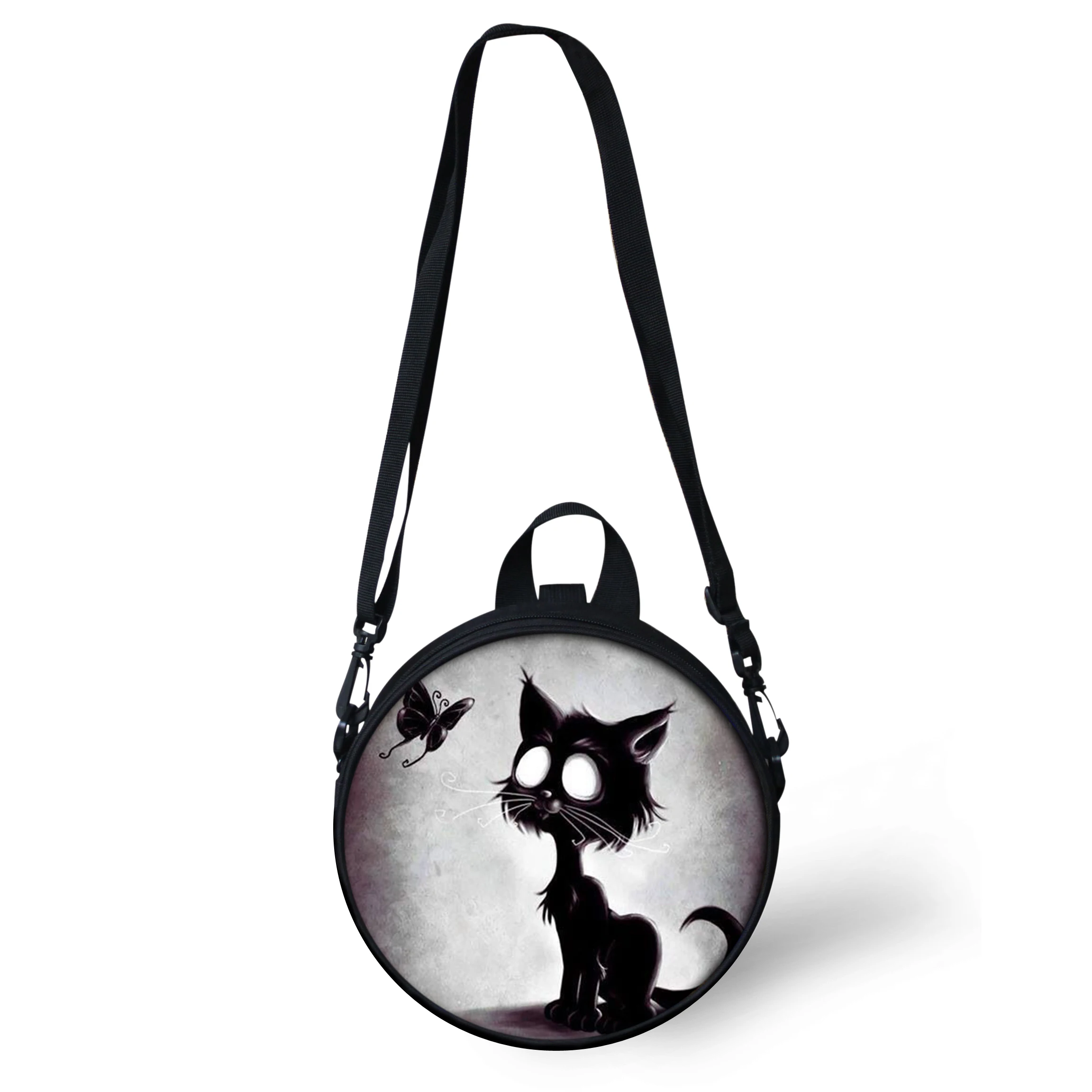 Готическая круглая сумка на плечо для девочек, женская, детская, дизайнерская, колдовская, черная кошка, круговая, сумка через плечо, женская сумка, рюкзак - Цвет: CDGX1388I