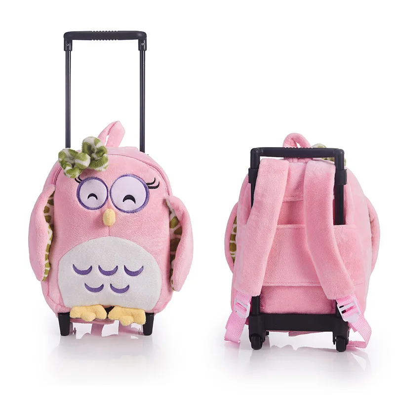 

Cartoon 3D Animals Pattern Kids Toddler Trolley School Bag Detachable Wheeled Trolley Luggage Boys Girls Gift Bag for Children