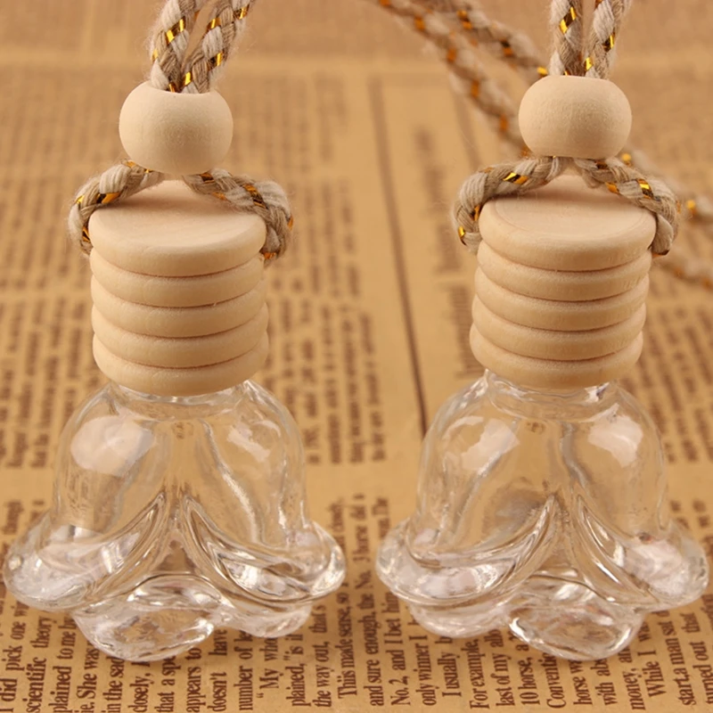 10Pcs Car Hanging Glass Bottle Empty Refillable Diffuser Air Fresher Fragrance Pendant Ornament