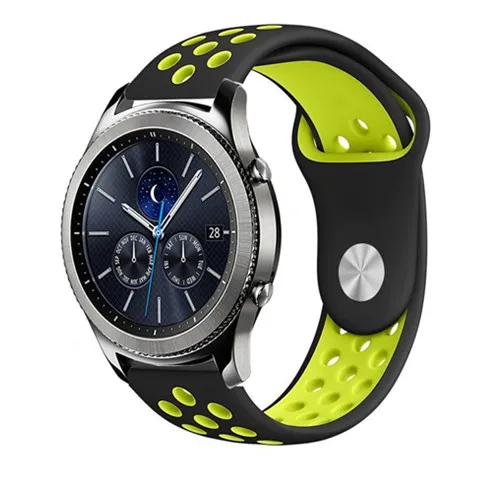 Gear S3 Frontier ремешок для спортивных часов для samsung Galaxy watch 46 мм 42 мм ремешок 22 мм 20 мм силиконовый ремешок amazfit bip браслет аксессуары - Цвет ремешка: black yellow