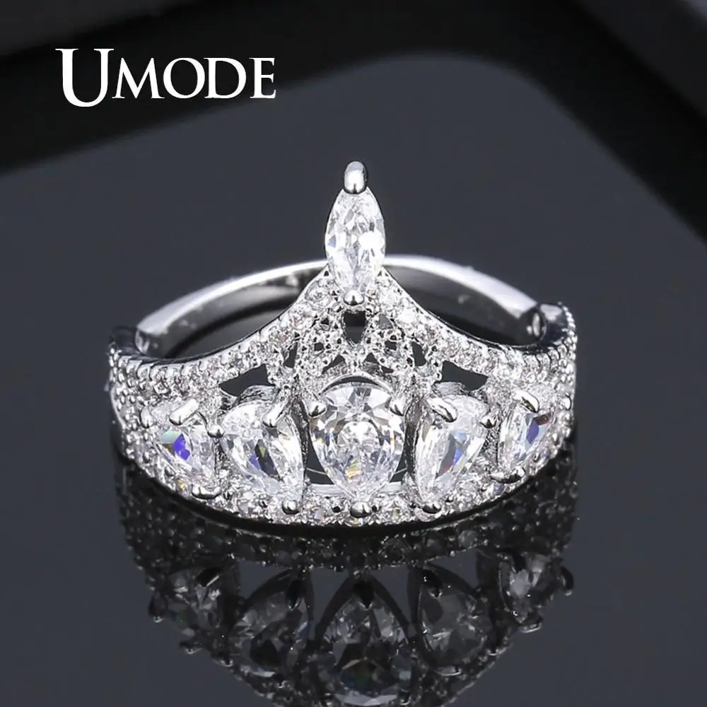 Красочные кольца UMODE с фианитом для женщин и девушек кольцо кристаллом в виде