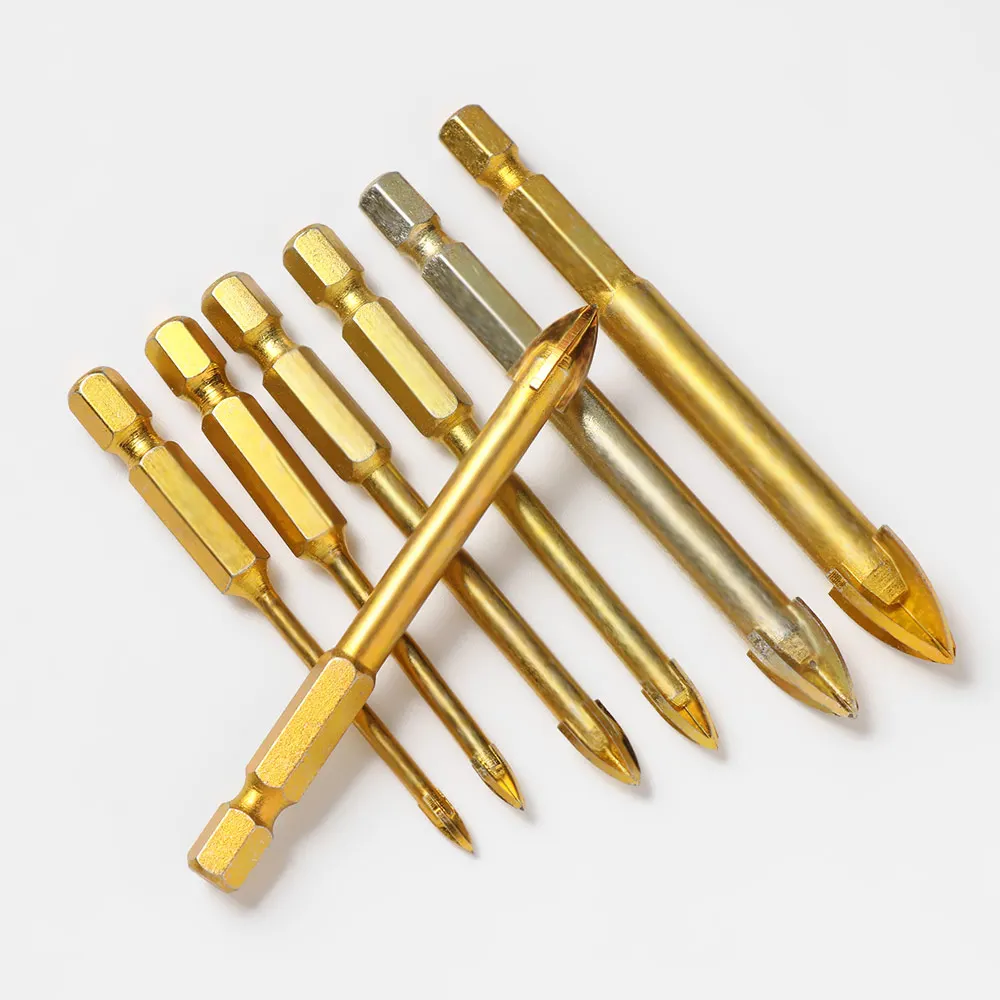 

DAYFULI Hex Shank Titanium Tungsten Drill Bit Carbide Tile Glass Cross Spear Head Drilling Cutter Tool 3/4/5/6/8/10/12mm
