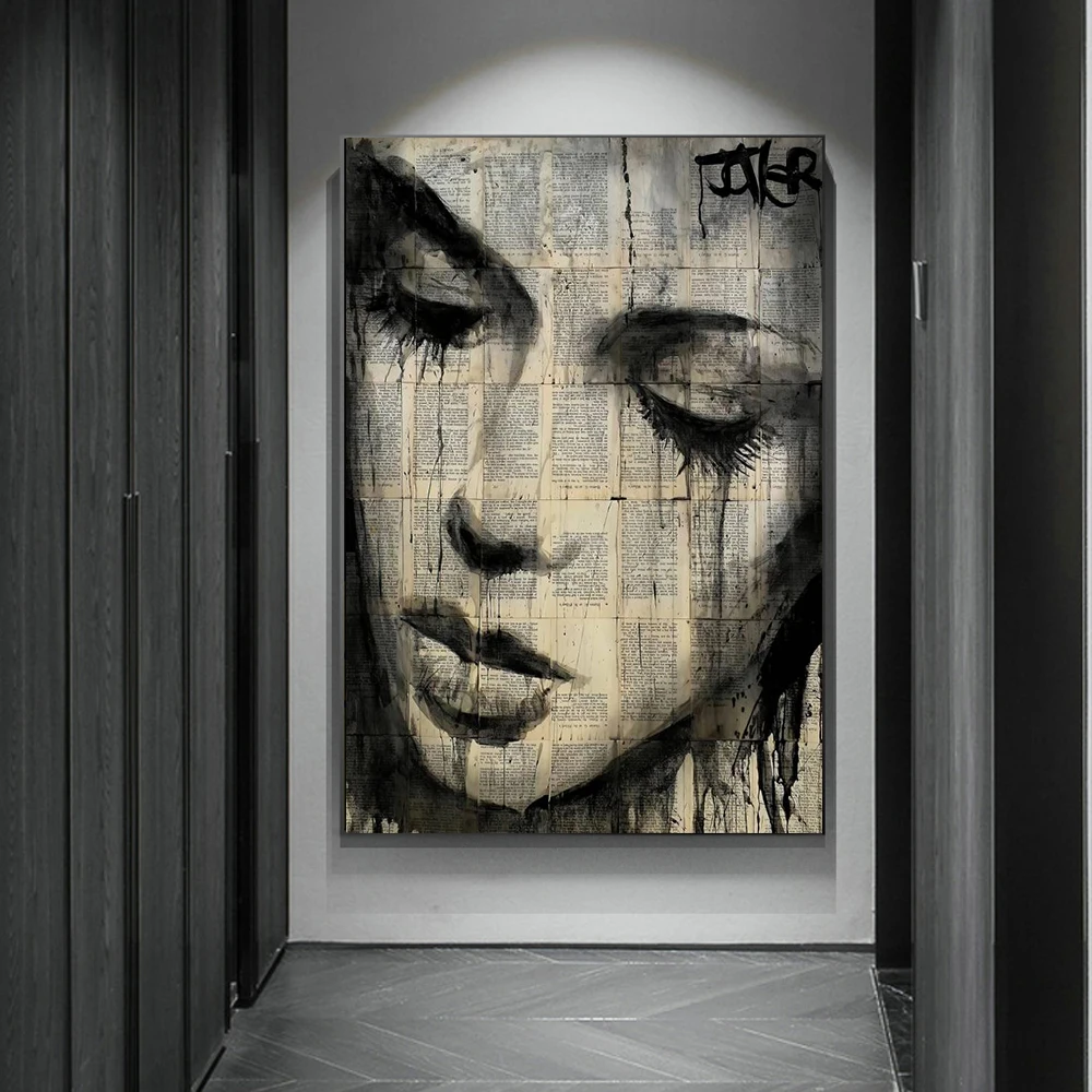 Graffiti Woman Face Canvas Painting Figure Printed Poster and Prints Wall Pictures For Woman Face Living Room Home Decorations