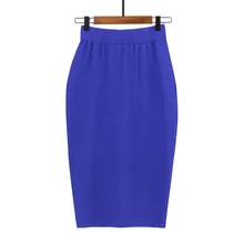 Зимняя облегающая Милая трикотажная юбка для девочек с эластичной резинкой на талии, осенняя женская короткая облегающая разноцветная синяя повседневная юбка большого размера 3xl