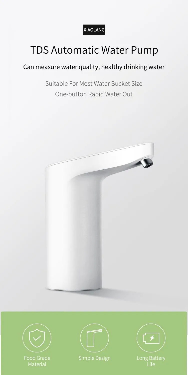 Новейший Xiaomi xiaoang автоматический сенсорный мини-переключатель водяной насос беспроводной Перезаряжаемый Электрический дозатор водяной насос с tds тестом