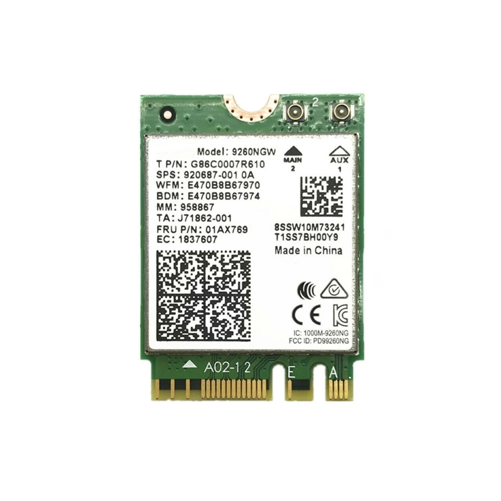 

Intel Dual Band Wireless-AC 9260 NGFF 1730Mbps WiFi+Bluetooth 5.0 802.11ac Card