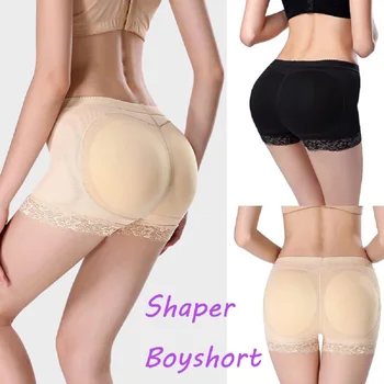 

Women Breathable Mesh Mid Rise Butt Lifter Underwear Seamless Floral Lace Trim Padded Panties Hip Enhancer Body Shaper Boyshort