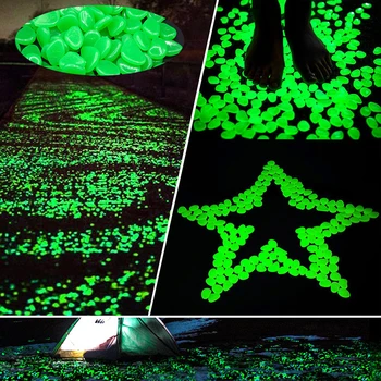 

100pcs Garden Decoration Glowing Stones Resin Aquarium Fish Tank Glowing Pebbles Glowing On Dark Decorative Rocks