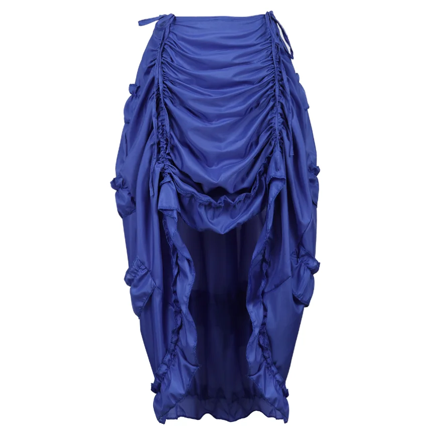 Women Steampunk Gothic Irregular Ruffles Pirate Skirt Asymmetrical Pleated High Low Dancing Skirts Plus Size Halloween Costumes 4