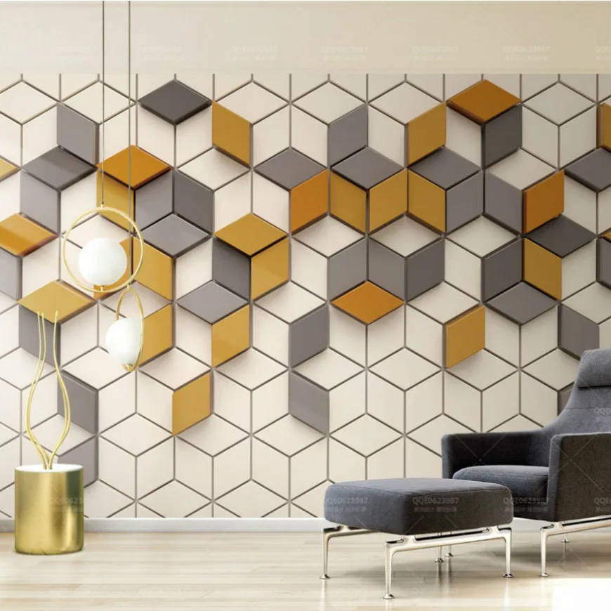 

Drop Shipping Square Mosaic Geometric Pattern 3d Wallpaper Cube Cheapest Specialized Wallpaper Custom Mural In Living Room