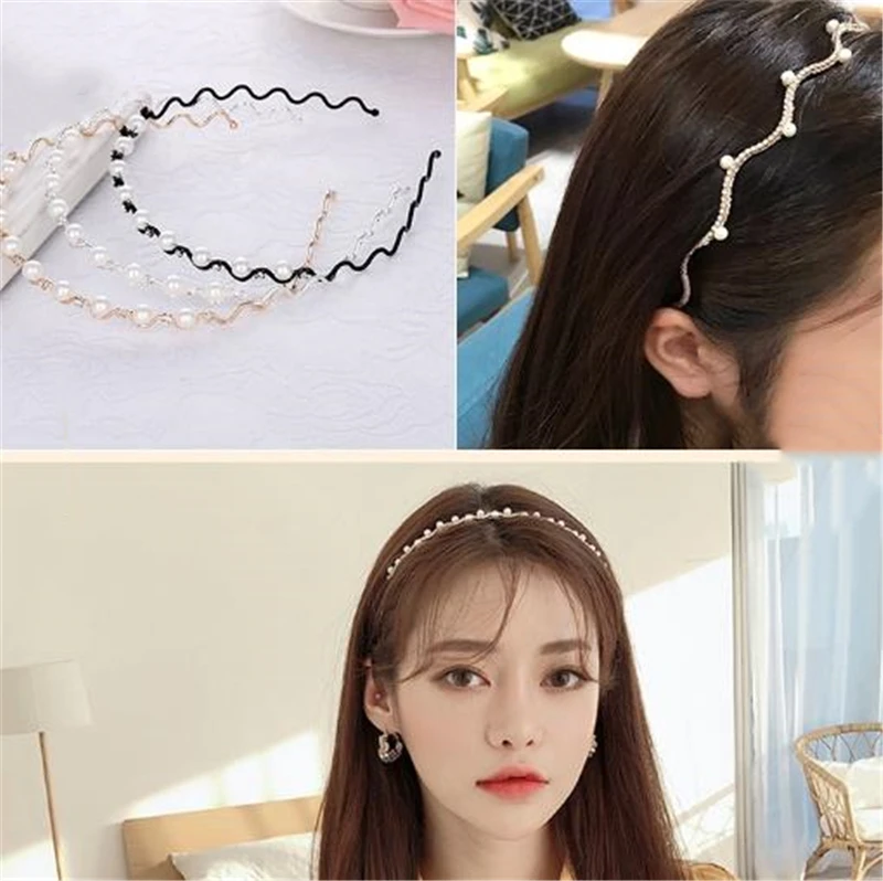 

Gorgeous Pearl hair band Shinny Crystal Hair Clip Diamond Korean Style Women Headband Hair Holder