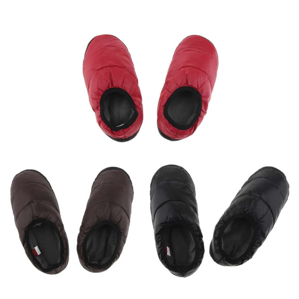 Slip on Duck Down Camping Slipper Unisex Winter Warm Non-slip Home Booties Waterproof Down Slipper