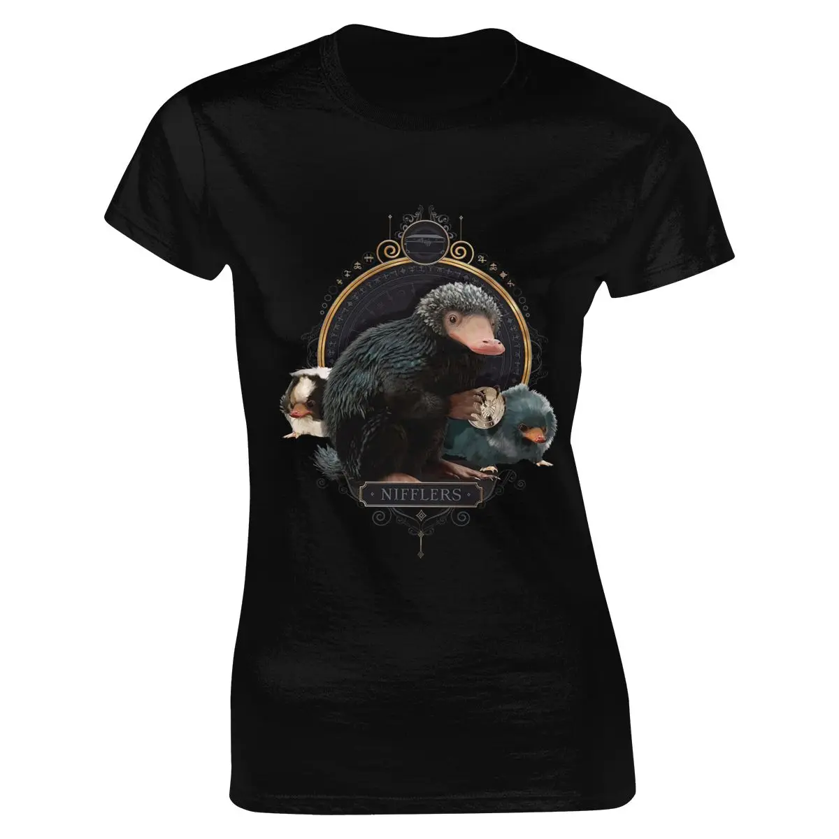 

Mens T-shirt Fantastic Beasts Nifflers Official Crimes of Grindelwald Black O-neck Print Casual Cotton Short Summer Regular