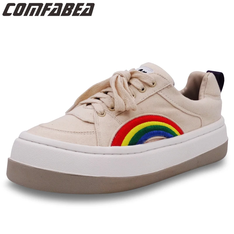 

2020 Fashion Spring Autumn Casual Shoes Ladies Canvas Shoes Beige Shoes Women Platform Shoe Flats Harajuku Punk Shoes