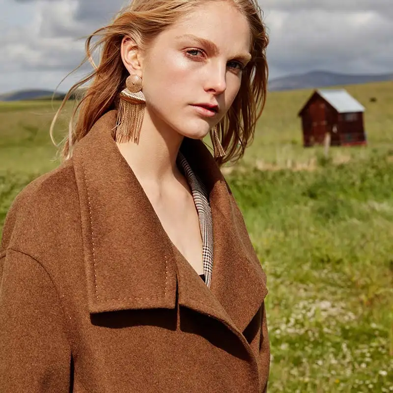 Vero Moda женское двустороннее шерстяное пальто из 83% шерсти с двумя карманами | 318327554