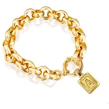 Индивидуальные персонализированные DIY 26 Браслеты с буквами для женщин начальный браслет для женщин массивные звенья цепи ювелирные изделия Прямая поставка