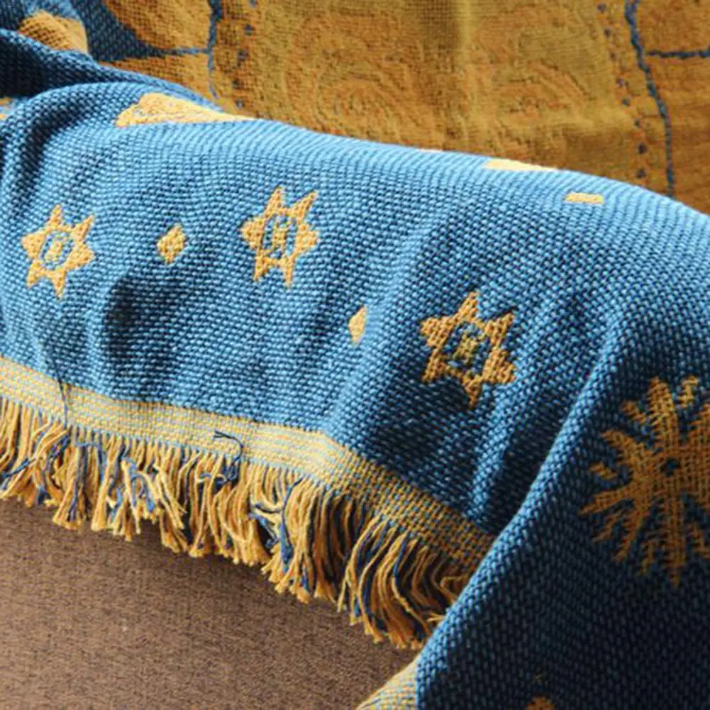Утолщенное вязаное одеяло из чистого хлопка с кисточкой, повседневное этническое богемное одеяло, покрывало для дивана, покрывало домашний декор