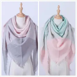 Осень Зима Новый Классический сшивание креативная пряжа решетки треугольный шарф для женщин