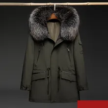 Мужская парка с натуральным кроличьим мехом, зимняя мужская парка с воротником из натурального меха енота, мужская одежда 1808-3 YY802