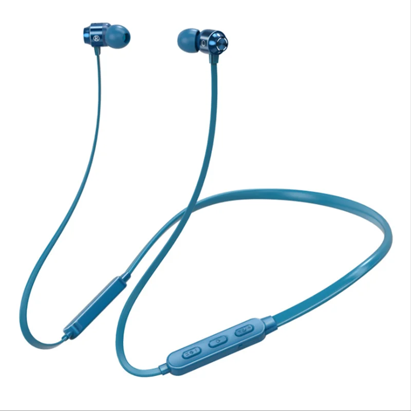 Новинка, Висячие шейные bluetooth наушники, магнитные bluetooth 5,0 наушники 5D, стерео, спортивные, водонепроницаемые, беспроводные наушники - Цвет: blue