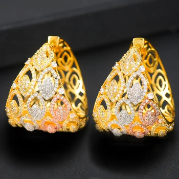 

GODKI Luxury Hollow Exquisite Sculpture Hoop Earrings Trendy Charms DUBAI Round Hoop Statement Earring for Women Wedding Jewelry