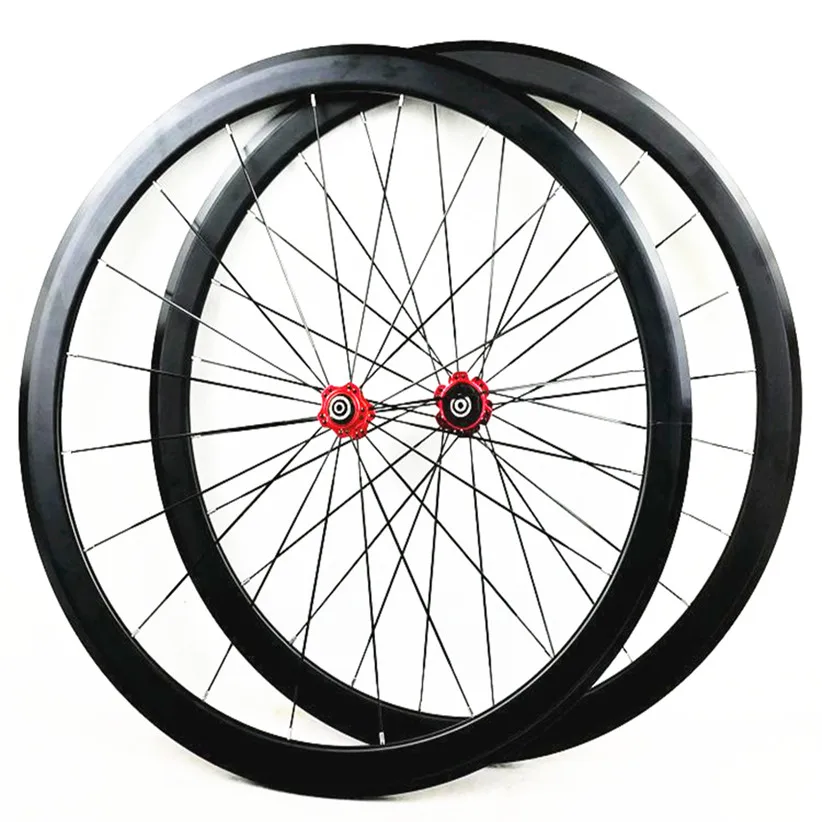 40 мм, плоская полоса, ультра-светильник, 11 скоростей, C/V, набор тормозных колес для шоссейного велосипеда 700C, колеса для велосипеда - Цвет: Red hub no logo