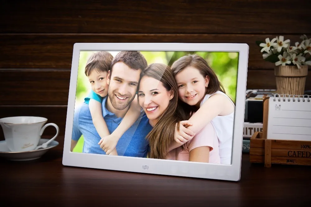 Белый 15 дюймовый светодиодный Подсветка HD 1280*800 Полный Функция цифровая фоторамка электронный альбом Цифровой Фото Музыка Видео - Цвет: Белый