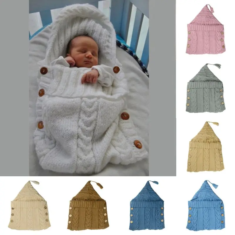 Детское одеяло для новорожденных, вязаное крючком теплое Пеленальное Одеяло, спальный мешок, Мягкая вязаная детская одежда для девочек и