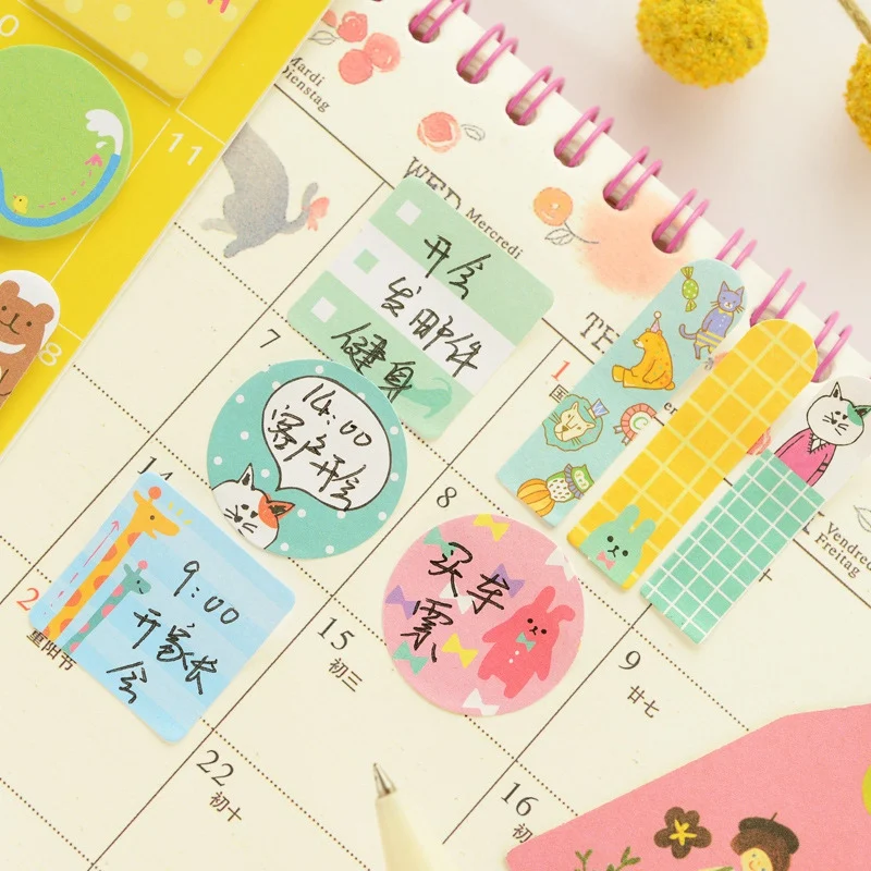 Home Office Cute Cartoon Sticky Notes Memo Pad Diary Stationery Flakes Scrapbook Decorative Sticky