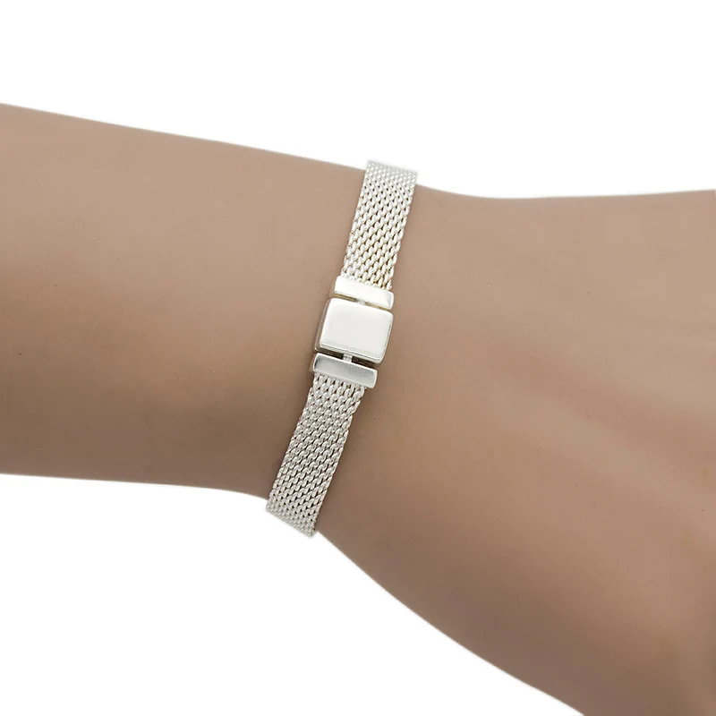 DIY jewelry accessories hgih quality REFLEXIONS BRACELET silver plated chain width mesh chain 3color wholesale - Окраска металла: Silver