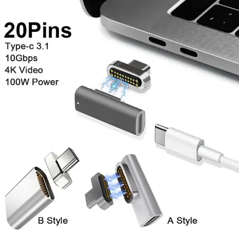 Pins Magnetic Usb C Adapter Type C Connector Pd 100w Quick Charge Magnet Type C Converter For Macbook Pixelbook Matebook Phone Adapters Converters Aliexpress