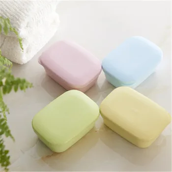 

Soap Draining Holder Soap Dish Double Layers Handmade Soapbox Travel Portable Lid Soap Box With Drain Layer Bathroom Box