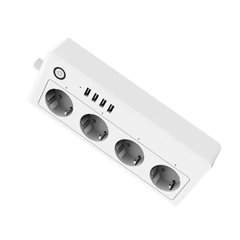 

WiFi Smart Power Strip Surge Protector with 4 Smart Plugs 4 USB Ports Extension Cord, Work with Alexa & Google Assistant