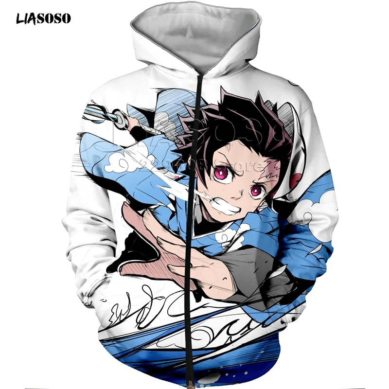 Новая мода для мужчин/женщин аниме Demon Slayer: Kimetsu No Yaiba 3D печатных молнии Толстовка Harajuku стиль Ziphoodie уличная топы - Цвет: 22