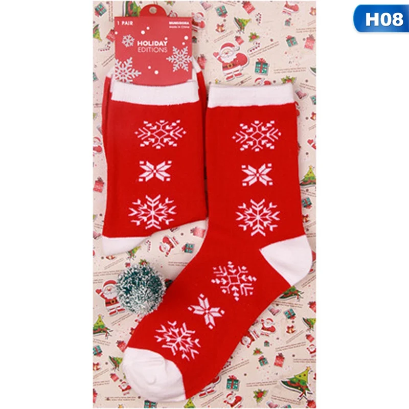 Christmas Tree Snow Elk Gift Cotton Happy Socks PEONFLY New Autumn Winter Christmas Socks Men Funny New Year Santa Claus - Цвет: 08